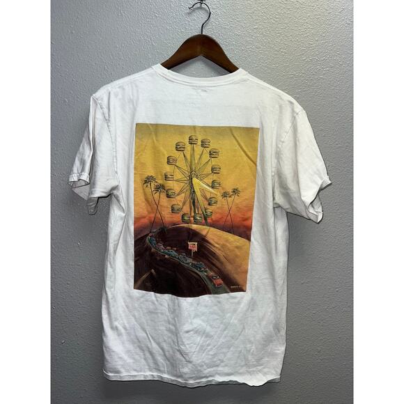 In N Out Burger Shirt Fast Food Hamburger Promo White Graphic Tee Medium - Picture 1 of 10